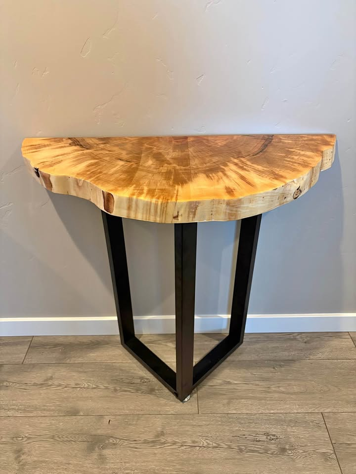 Silver maple demilune side table